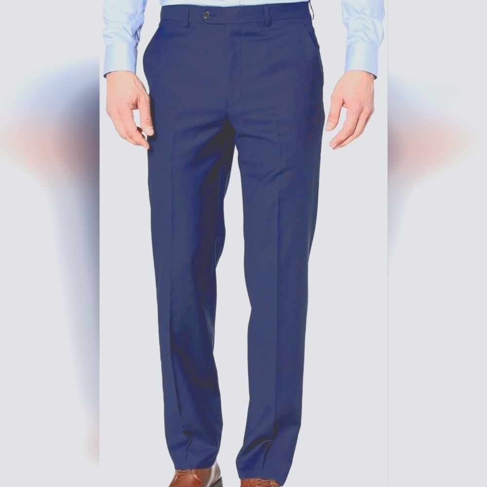 Lanvin Slate Blue Gray Formal Men's Flat Front Dress Pants - 32R Great Condition
